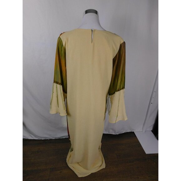 Boho Beaded Maxi Dress Womens 3 Embroidered Ombre Fringe Festival Summer Flowy - Picture 7 of 12